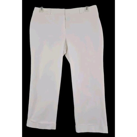 Chico’s ~Woman Size 2 (Size 12)~ Off-White Crop Stretch Pants Cuffed. - Picture 3 of 9